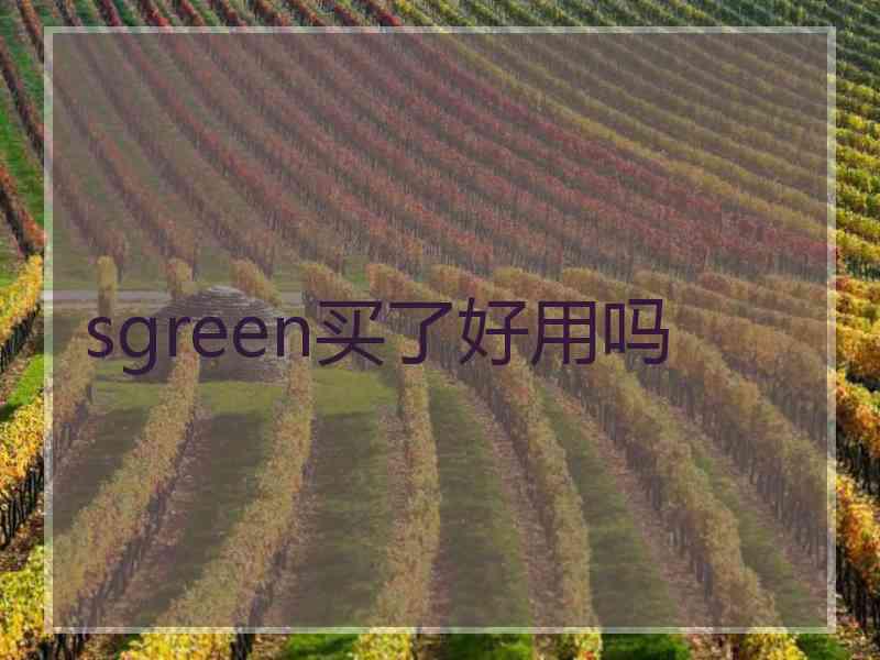 sgreen买了好用吗