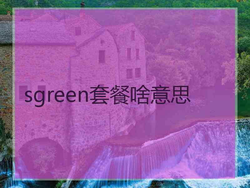 sgreen套餐啥意思