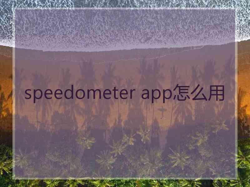 speedometer app怎么用