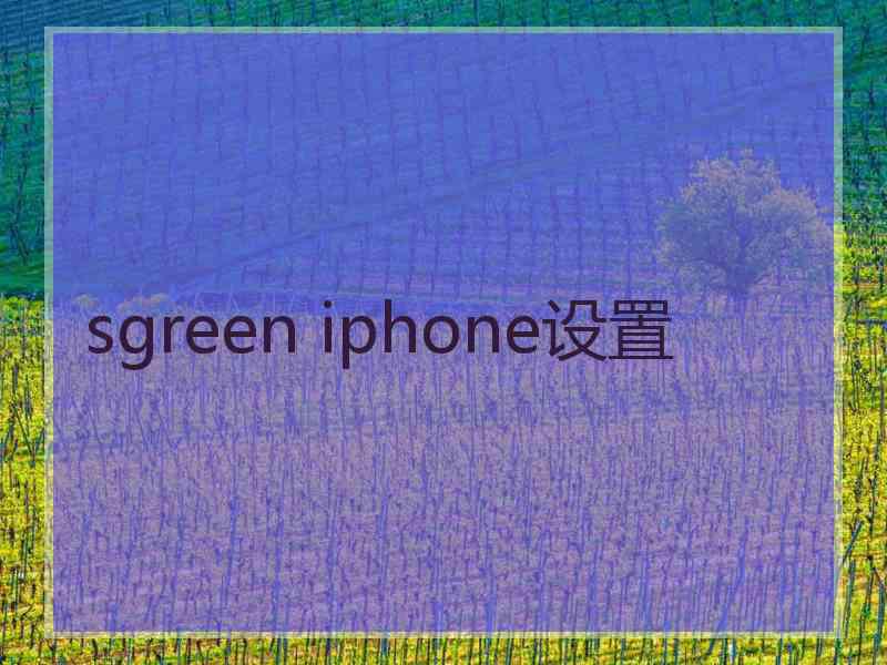 sgreen iphone设置