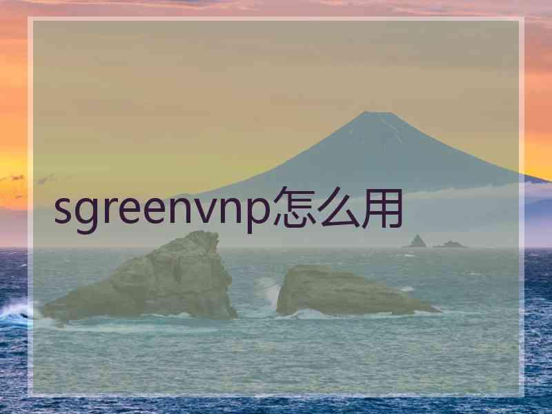 sgreenvnp怎么用