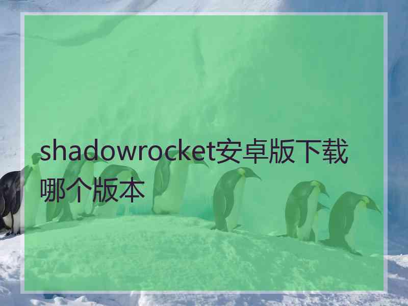 shadowrocket安卓版下载哪个版本